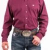 'Cinch' Men's Solid Western Button Down - Burgundy