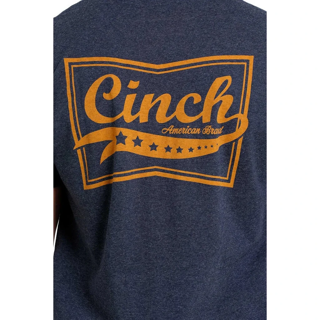 'Cinch' Men's Tri Color Crew Neck T Shirt - Heather Navy 4 'Cinch' Men's Tri Color Crew Neck T Shirt - Heather Navy - Image 2