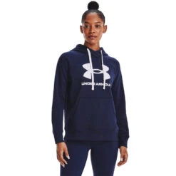 'Under Armour' Women's Rival Fleece Logo Hoodie - Midnight Navy / White