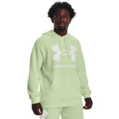 'Under Armour' Men's Rival Fleece Big Logo Hoodie - Phosphor Green / Onyx White