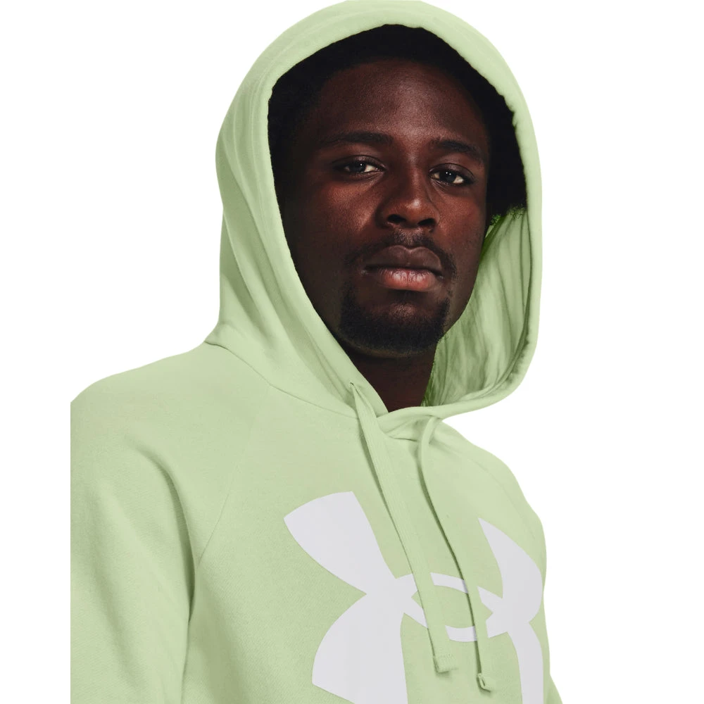 'Under Armour' Men's Rival Fleece Big Logo Hoodie - Phosphor Green / Onyx White 4 'Under Armour' Men's Rival Fleece Big Logo Hoodie - Phosphor Green / Onyx White - Image 2
