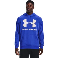 'Under Armour' Men's Rival Fleece Big Logo Hoodie - Versa Blue / Onyx White