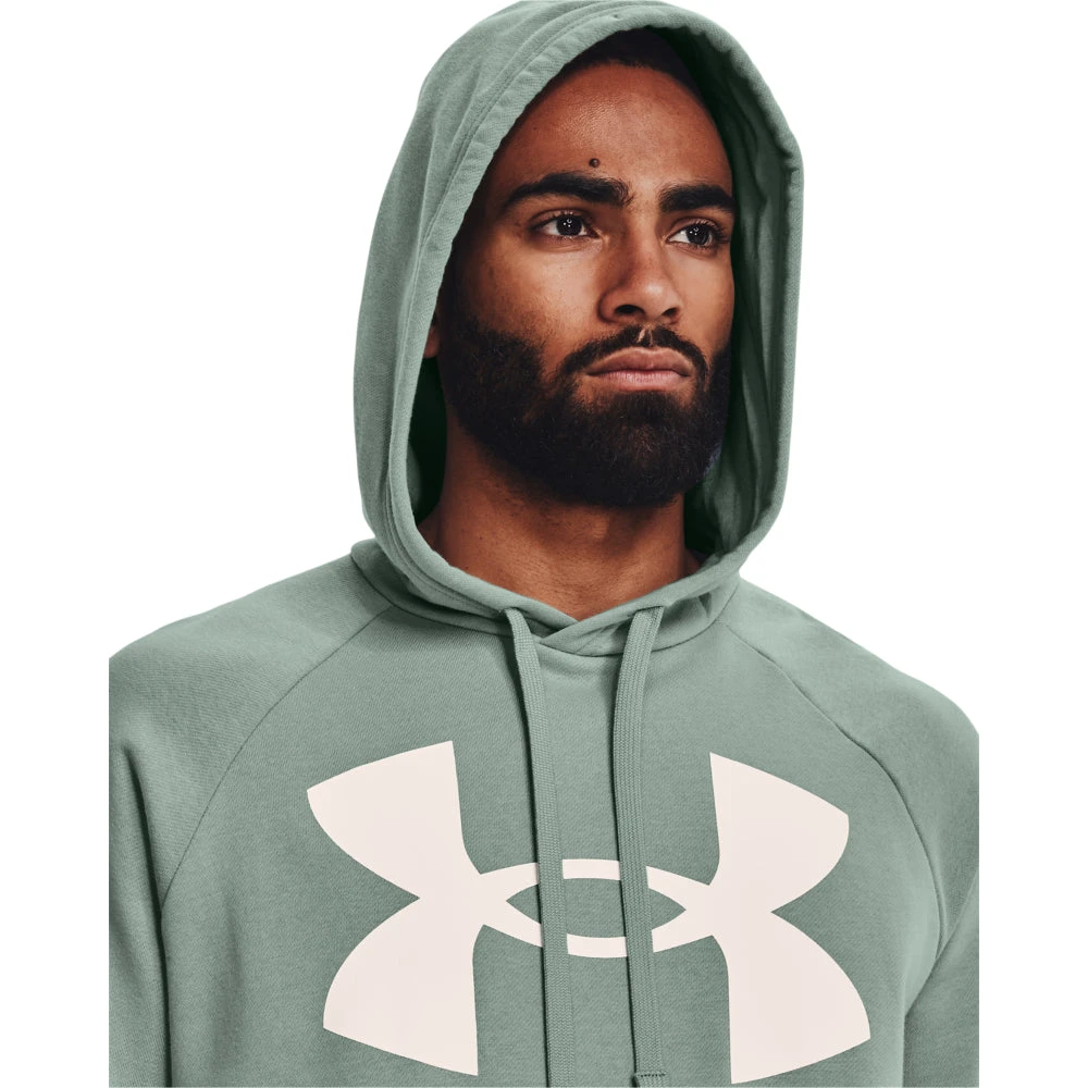 'Under Armour' Men's Rival Fleece Big Logo Hoodie - Opal Green / Onyx White 4 'Under Armour' Men's Rival Fleece Big Logo Hoodie - Opal Green / Onyx White - Image 2