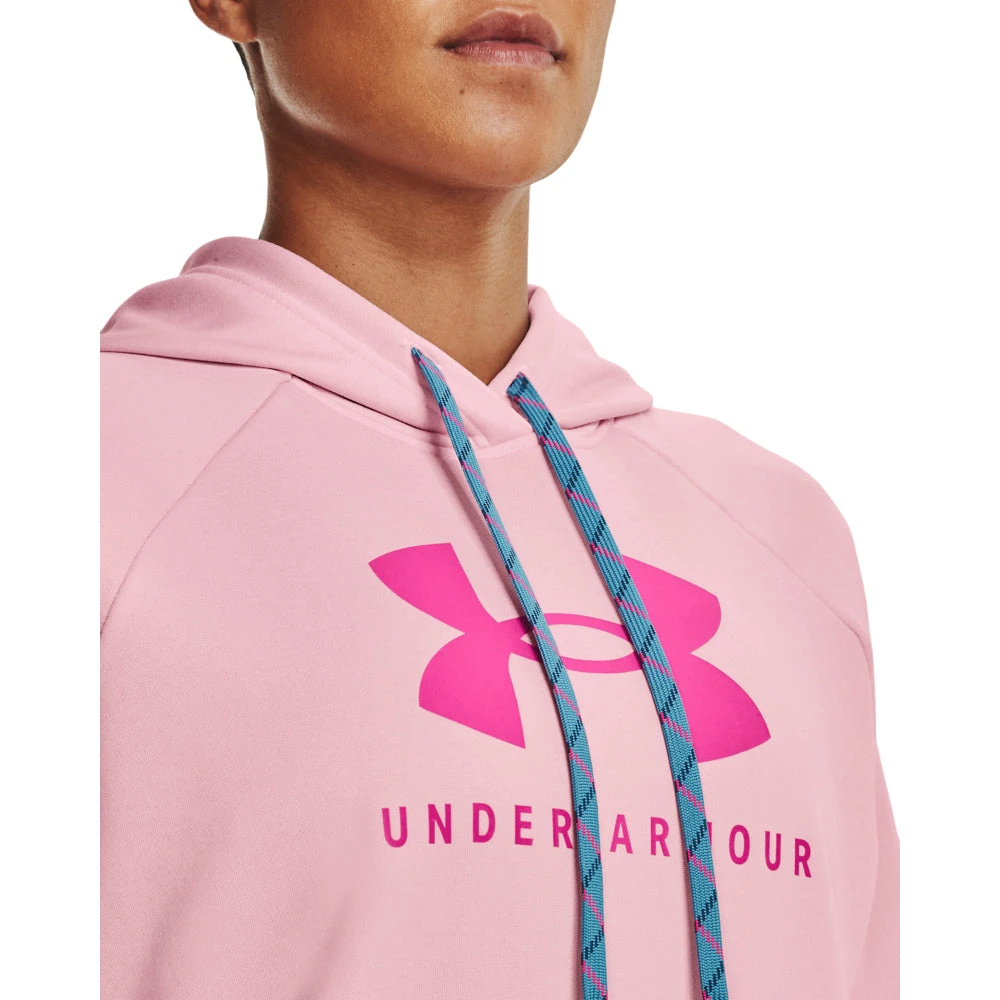 'Under Armour' Women's Shoreline Terry Hoodie - White / Sugar Pink 4 'Under Armour' Women's Shoreline Terry Hoodie - White / Sugar Pink - Image 2